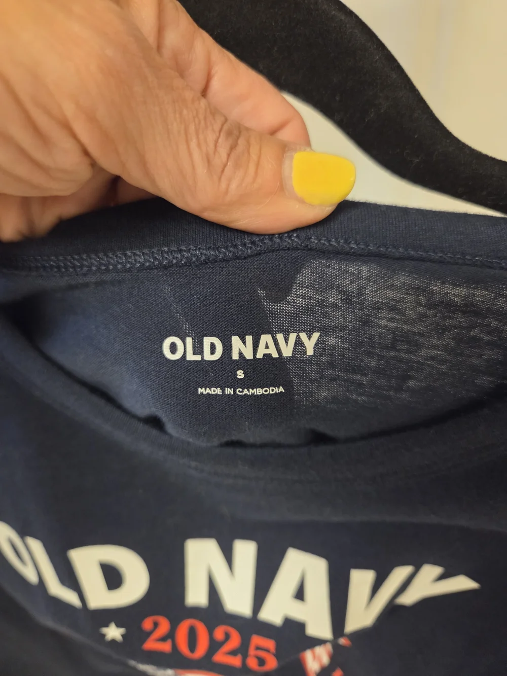 Old Navy Navy Graphic Crop Tee with Flag Print